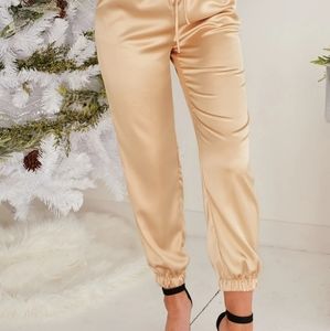 Nanamacs champagne satin joggers